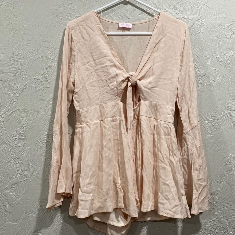 Pink Lily A Loving Heart Dusty Pink Romper Size Small
